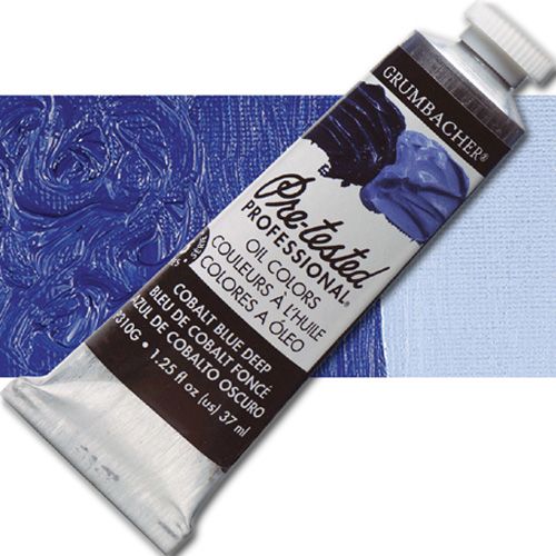 Grumbacher Pre-Tested P310G Artists' Oil Color Paint, 37ml, Cobalt Blue Deep; The rich, creamy texture combined with a wide range of vibrant colors make these paints a favorite among instructors and professionals; Each color is comprised of pure pigments and refined linseed oil, tested several times throughout the manufacturing process; UPC 014173399427 (GRUMBACHER ALVIN PRETESTED P310G OIL 37ml COBALT BLUE DEEP)