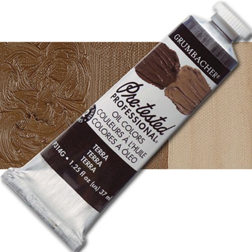 Grumbacher Pre-Tested P314G Artists' Oil Color Paint, 37ml, Terra; The rich, creamy texture combined with a wide range of vibrant colors make these paints a favorite among instructors and professionals; Each color is comprised of pure pigments and refined linseed oil, tested several times throughout the manufacturing process; UPC 014173399397 (GRUMBACHER ALVIN PRETESTED P314G OIL 37ml TERRA)