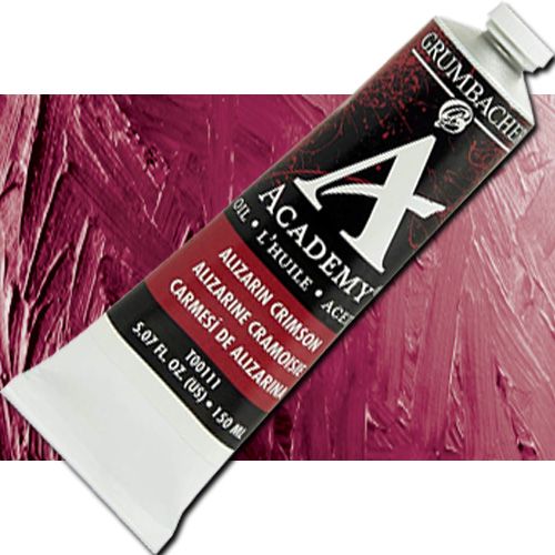 Grumbacher Academy T00111 Oil Paint, 150ml, Alizarin Crimson; Quality oil paint produced in the tradition of the old masters; The wide range of rich, vibrant colors has been popular with artists for generations; Transparency rating: T=transparent, ST=semitransparent, O-opaque, SO=semi-opaque; Dimensions 2.00