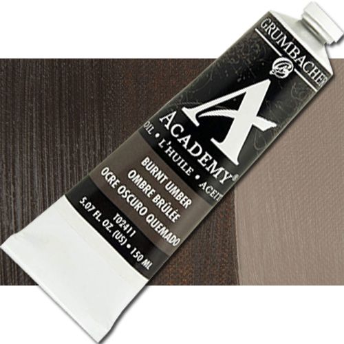 Grumbacher Academy T02411 Oil Paint, 150ml, Burnt Umber; Quality oil paint produced in the tradition of the old masters; The wide range of rich, vibrant colors has been popular with artists for generations; Transparency rating: T=transparent, ST=semitransparent, O-opaque, SO=semi-opaque; Dimensions 2.00
