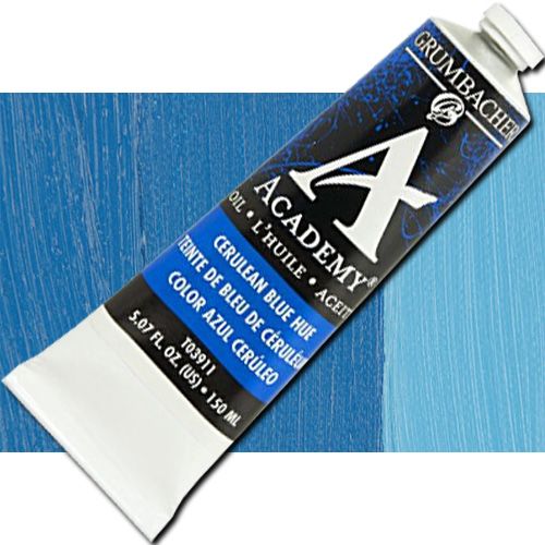 Grumbacher Academy T03911 Oil Paint, 150ml, Cerulean Blue Hue; Quality oil paint produced in the tradition of the old masters; The wide range of rich, vibrant colors has been popular with artists for generations; Transparency rating: T=transparent, ST=semitransparent, O-opaque, SO=semi-opaque; Dimensions 2.00