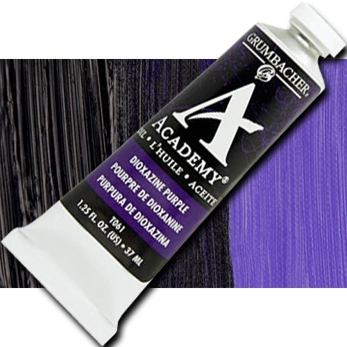Grumbacher T061 Academy, Oil Paint, 37ml, Dioxazine Purple; Quality oil paint produced in the tradition of the old masters; The wide range of rich, vibrant colors has been popular with artists for generations; 37ml tube; Transparency rating: T=transparent; Dimensions 3.25