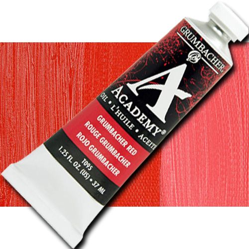 Grumbacher T095 Academy, Oil Paint, 37ml, Grumbacher Red; Quality oil paint produced in the tradition of the old masters; The wide range of rich, vibrant colors has been popular with artists for generations; 37ml tube; Transparency rating: SO=semi-opaque; Dimensions 3.25