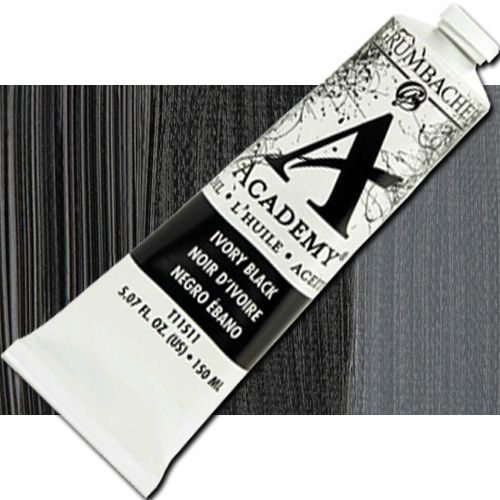 Grumbacher Academy T11511 Oil Paint, 150ml, Ivory Black; Quality oil paint produced in the tradition of the old masters; The wide range of rich, vibrant colors has been popular with artists for generations; Transparency rating: T=transparent, ST=semitransparent, O-opaque, SO=semi-opaque; Dimensions 2.00