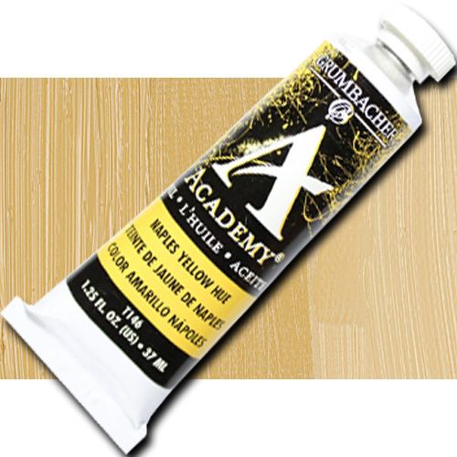 Grumbacher T146 Academy, Oil Paint, 37ml, Naples Yellow Hue; Quality oil paint produced in the tradition of the old masters; The wide range of rich, vibrant colors has been popular with artists for generations; 37ml tube; Transparency rating: O=opaque; Dimensions 3.25