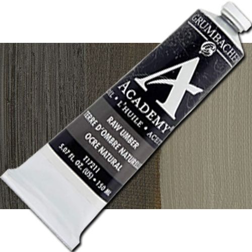 Grumbacher Academy T17211 Oil Paint, 150ml, Raw Umber; Quality oil paint produced in the tradition of the old masters; The wide range of rich, vibrant colors has been popular with artists for generations; Transparency rating: T=transparent, ST=semitransparent, O-opaque, SO=semi-opaque; Dimensions 2.00