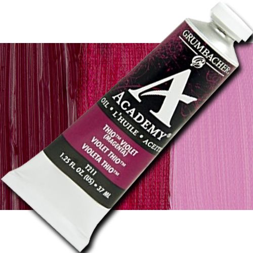 Grumbacher T211 Academy, Oil Paint, 37ml, Thio Violet (Magenta); Quality oil paint produced in the tradition of the old masters; The wide range of rich, vibrant colors has been popular with artists for generations; 37ml tube; Transparency rating: T=transparent; Dimensions 3.25