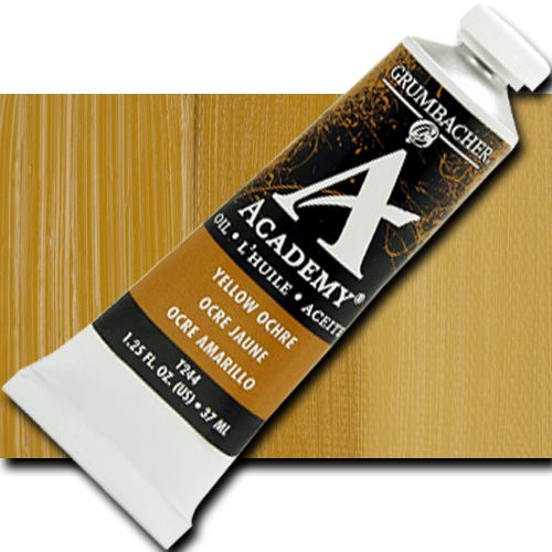 Grumbacher T244 Academy, Oil Paint, 37ml, Yellow Ochre; Quality oil paint produced in the tradition of the old masters; The wide range of rich, vibrant colors has been popular with artists for generations; 37ml tube; Transparency rating: SO=semi-opaque; Dimensions 3.25