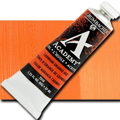 Grumbacher T310 Academy, Oil Paint, 37ml, Cadmium Orange Hue; Quality oil paint produced in the tradition of the old masters; The wide range of rich, vibrant colors has been popular with artists for generations; 37ml tube; Transparency rating: SO=semi-opaque; Dimensions 3.25