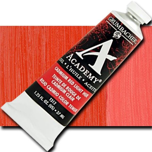 Grumbacher T312 Academy, Oil Paint, 37ml, Cadmium Red Light Hue; Quality oil paint produced in the tradition of the old masters; The wide range of rich, vibrant colors has been popular with artists for generations; 37ml tube; Transparency rating: SO=semi-opaque; Dimensions 3.25