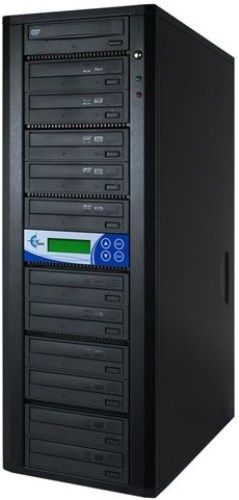 EZ Dupe GS11SAMB Professional 11 Target Up to 24X DVD/CD Daisy Chain Duplication System, Link up to infinite duplicator towers with our New DC Technology, Automatically performs a self-diagnostics test upon boot up, No cool down period between runs, Duplicator will automatically recognize format of source discs (GS-11SAMB GS 11SAMB GS11-SAMB GS11 SAMB)
