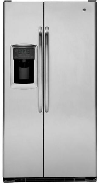 GE General Electric GSCS3KGYSS Side-by-Side Refrigerator, 22.7 Cu. Ft. Total, 14.38 Cu. Ft. Fresh Food, 8.26 Cu. Ft. Freezer, 18.98 Cu. Ft. Shelf area, 64 UltraFlow dispenser, Crushed ice, cubes, water Features, 3 adj. glass Cabinet shelves, Sealed Top drawer, Adj. humidity Middle drawer, Sealed Bottom drawer, Plastic can rack In-the-door beverage storage, Dual BrightSpace interior lighting, Stainless Steel Color (GSCS3KGYSS GSCS3KGY-SS GSCS3KGY SS GSCS3KGY GSCS-3KGY GSCS 3KGY)