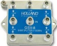 Holland Electronics GSV-8 Vertical Splitter 5-1000 Mhz. 8-Way, With Ground, 45 dB port-to-port isolation, 35 dB output return loss, Low intermodulation design, Double-Thick Plating, Enhanced Sub Band Performance, Capacitor Decoupled, 6 kV Survivability, 100% soldered backplate, Flat End F-ports, Weight 0.1 Lbs, UPC HOLLANDELECTRONICGSV8 (HOLLANDELECTRONICGSV8 HOLLAND ELECTRONIC GSV8 GSV 8 HOLLAND-ELECTRONIC-GSV8 GSV-8) 