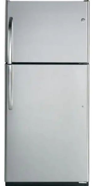 GE General Electric GTH18ISXSS Top-Freezer Refrigerator, 18.0 Cu. Ft. Total, 12.93 Cu. Ft. Fresh Food, 5.09 Cu. Ft. Freezer, 22.60 Sq. Ft. Shelf Area, 3 Glass; 1 Full-Width Cabinet Shelves, 2 Split; 1 Full-Width Adjustable Shelves, 2 Clear Vegetable/Fruit Crispers, Clear Snack Pan, 2 Adjustable Gallon Door Bins, 2 Fixed Door Bins, Deluxe Quiet Design, Step Wire Freezer Compartment Shelves, Stainless Steel Color (GTH-18ISX GTH 18ISX GTH18ISX GTH18ISXSS GTH18ISX-SS GTH18ISX SS)