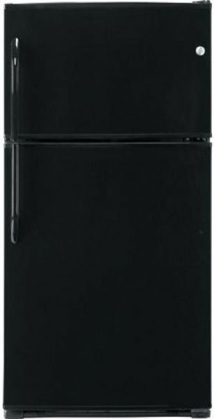 GE General Electric GTH21KBXBB Top Freezer Refrigerator, 21.0 cu. ft. Total, 14.9 cu. ft. Fresh Food, 6.1 cu. ft. Freezer, 25.5 cu. ft. Shelf Area, Illuminated Upfront Temperature Controls, 4 Glass Cabinet Shelves, 4 Split Cabinet Shelves - Adjustable, 4 Resistant Cabinet Shelves - Spillproof, 2 Adjustable Humidity Vegetable/Fruit Crispers, Deluxe Quiet Design, 1 Ice 'N Easy Trays, 2 Full-Width Fixed Door Bins, Black Color (GTH21KBX-BB GTH21KBX BB GTH21KBX GTH-21KBX GTH 21KBX)
