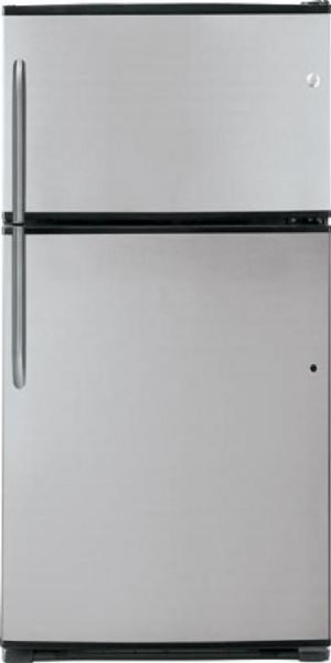 GE General Electric GTH21SBXSS Top Freezer Refrigerator, 21.0 cu. ft. Total, 14.9 cu. ft. Fresh Food, 6.1 cu. ft. Freezer, 25.5 cu. ft. Shelf Area, Illuminated Upfront Temperature Controls, 4 Glass Cabinet Shelves, 4 Split Cabinet Shelves - Adjustable, 4 Resistant Cabinet Shelves - Spillproof, 2 Adjustable Humidity Vegetable/Fruit Crispers, Deluxe Quiet Design, 1 Ice 'N Easy Trays, 2 Full-Width Fixed Door Bins, Stainless Steel Color (GTH-21SBXSS GTH 21SBXSS GTH21SBX GTH-21SBX GTH 21SBX)