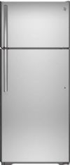 GE General Electric GTS18GSHSS  Top Freezer Refrigerator, 17.5 Cu. Ft. Total Capacity, 13.5 Cu. Ft. Fresh Food Capacity, 4.0 Cu. Ft. Freezer Capacity, Air Tower Temperature Management Features, Frost Free Defrost Type, Upfront Temperature Controls Control Type, 2 Adjustable Glass Spill Proof, 1 Fixed Fresh Food Cabinet Shelves, 3 Total, Stainless Steel Door Color, Grey Cabinet Color,  UPC 084691259206 (GTS18GSHSS GTS18-GSH-SS GTS18 GSH SS) 