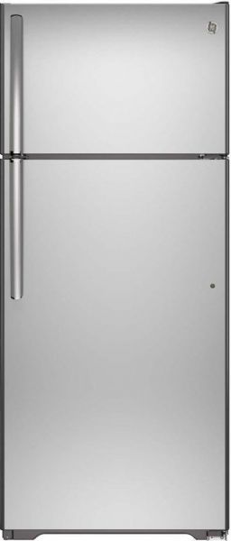 GE General Electric GTS18GSHSS Top Freezer Refrigerator, 17.5 Cu. Ft. Total Capacity, 13.5 Cu. Ft. Fresh Food Capacity, 4.0 Cu. Ft. Freezer Capacity, Air Tower Temperature Management Features, Frost Free Defrost Type, Upfront Temperature Controls Control Type, 2 Adjustable Glass Spill Proof, 1 Fixed Fresh Food Cabinet Shelves, 3 Total, Stainless Steel Door Color, Grey Cabinet Color,  UPC 084691259206 (GTS18GSHSS GTS18-GSH-SS GTS18 GSH SS)