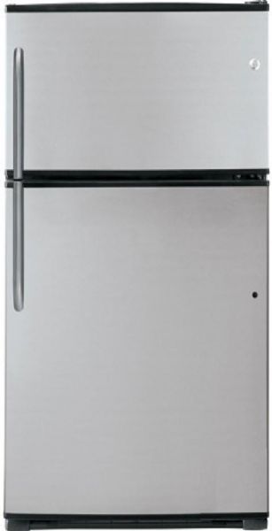 GE General Electric GTS21SCXSS Top Freezer Refrigerator, 21.0 cu. ft. Total, 14.9 cu. ft. Fresh Food, 6.1 cu. ft. Freezer, 24.5 cu. ft. Shelf Area, Illuminated Upfront Temperature Controls, 4 Glass Cabinet Shelves, 4 Split Cabinet Shelves - Adjustable, 4 Resistant Cabinet Shelves - Spillproof, 2 Adjustable Humidity Vegetable/Fruit Crispers, 1 Full Width Wire -2 Positions Wire Freezer Compartment Shelves, Stainless Steel Color (GTS21SCXSS GTS21SCX-SS GTS21SCX SS GTS-21SCX GTS 21SCX)