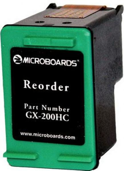 Microboards GX-200HC Tri-Color Ink Cartridge, Print cartridge Consumable Type, Ink-jet Printing Technology, Cyan, Magenta, Yellow an Black Colors, Approximately 220 Prints at 100% Coverage Duty Cycle, For use with GX1 Printer series, New Genuine Original OEM Konica Microboards (GX-200HC GX 200HC GX200HC)