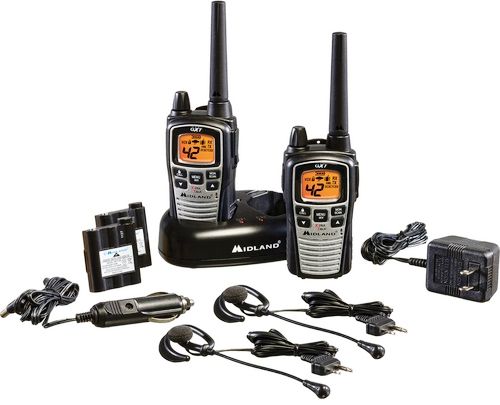 Midland GXT860VP4 Two-Way Radio, Black, 42 Channels (22 Channels PLUS 20 EXTRA CHANNELS), Xtreme Range - Up to 36 miles, 145 Privacy Codes, NOAA Weather Alert Radio with Weather Scan, Vibrate Alert, Channel Scan, Silent Operation, Water Ressitant, Backlit Display LCD, Roger Beep, Keipad Lock, Keystroke Tones, UPC 046014508057, Replaced GXT760VP4 (GXT-860VP4 GXT 860VP4 GXT860-VP4 GXT860 VP4)