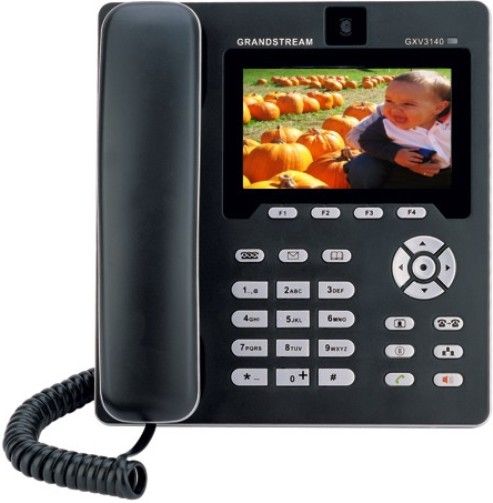 Grandstream GXV3140 IP Multimedia Phone, 4.3 digital TFT color LCD (480x272 resolution), 1.3M pixel CMOS camera with privacy shutter, Dual switched 10M/100M auto-sensing Ethernet ports, SD/MMC/SDHC, USB, stereo headset with microphone, stereo audio output, video output, 2-angle stand, wall mountable (GXV-3140 GXV 3140 GX-V3140)