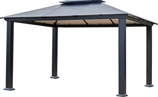 STC GZ3 Dakota 10x13  Aluminum Gazebo; Architectural grade aluminum composite roof blocks sun's heat and rays; Multi-purpose structure for all four seasons; Top cap allows wind escapement and decorative design element; Enjoy over 130 sq. ft. of outdoor living space; Dual anchoring system provided for either concrete or solid ground; Canopy roof; Fade resistant; Ground stakes included; Hardware included; Mildew resistant; PVC-free materials; Weight 3 UPC 701762726039 (GZ3) 