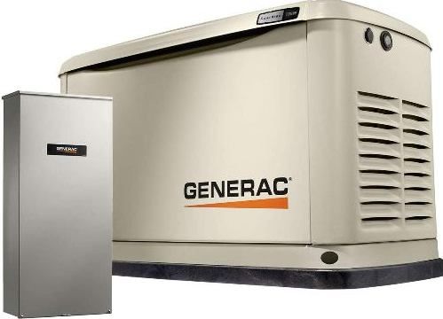 Generac 7174 Guardian 13kW Home Backup Generator with 16-Circuit Transfer Switch WiFi-Enabled, 816cc Engine Size, 3600 Engine RPM, Brushed Alternator, 60 Hz Frequency, 0 Gauge, 2 ATS Poles, 100 Switch Amps, 13kW NG Power Capacity, 13kW LP Power Capacity, 2.45 Gallons / hour LP Consumption Full Load, 225 Cubic-feet / hour NG Consumption Full Load, UPC 696471077100 (7174 GENERAC7174 GENERAC-7174 GENERAC 7174)