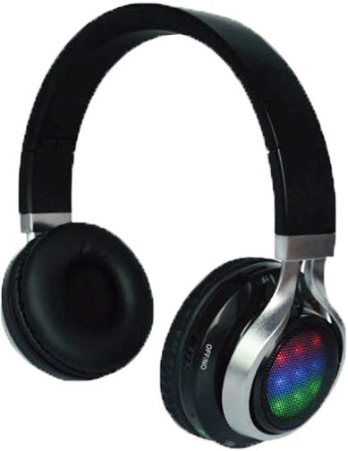 QFX H-252-BLK Bluetooth Stereo Headphones with Disco Lights, Black, FM Radio, MicroSD Port and Microphone, Built-In Rechargeable Battery, Support MP3/Wav format, Bluetooth V3.0, AUX-In, Mini-USB to USB to charge headset, Charging input voltage: DC +5.0+/-0.25V, Flat Cable Length 1.2 M (4 Feet), Detachable Cable, 3.5mm Stereo Plug, Size 7.5x7.5x2, Weight 0.77 Lbs, UPC 606540031094 (H252BLK H252-BLK H-252BLK H-252)