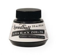 Speedball H3338 Super Black 2 oz India Ink; Free-flowing, non-clogging, waterproof ink; Easily applied by brush, pen, steel brush, or airbrush; Non-toxic; 2 oz jar; Shipping Weight 0.16 lb; Shipping Dimensions 2.00 x 2.00 x 0.5 in; UPC 651032033384 (SPEEDBALLH3338 SPEEDBALL-H3338 SUPER-BLACK-H3338 ARTWORK CRAFTS) 