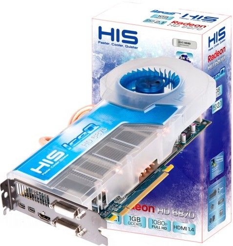 HIS Hightech Information Systems H687Q1G2M Radeon HD 6870 IceQ 1GB (256bit) GDDR5 2x DVI (HDCP) 2x Mini-Displayport HDMI PCIe 2.1 Graphics Card, Engine Clock 900Mhz, Memory Clock 4.2Gbps, Max. Resolution 2560x1600, PCI Express x16 Bus Interface, Microsoft DirectX 11 Support, EAN 4895139005189 (H687-Q1G2M H687 Q1G2M H687Q-1G2M H687Q 1G2M)