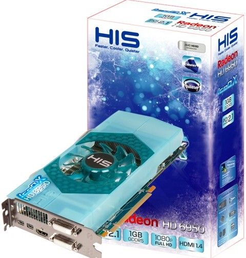 HIS Hightech Information Systems H695QN1G2M Radeon HD 6950 IceQ X Turbo 1GB (256bit) GDDR5 2x DVI (HDCP) 2x Mini-Displayport HDMI PCIe 2.1 Graphics Card, Engine Clock 800Mhz, Memory Clock 5Gbps, Max. Resolution 2560x1600 (Single Display), PCI Express x16 Bus Interface, EAN 4895139005400 (H695-QN1G2M H695 QN1G2M H695QN-1G2M H695QN 1G2M)