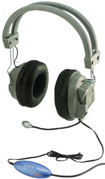 HamiltonBuhl HA5USBSM Deluxe USB Headphone with Microphone, USB 2.0 Compliant, Exclusive Xear Software for reproduction of CD Sound, Impedance 170 ohms, Speaker drivers 57mm cobalt magnet type, Headphone frequency response 18-20k Hz, 3 Meter Cord, Virtual Dolby 5.1 CH Effects (HAMILTONBUHLHA5USBSM HA5-USBSM HA5 USBSM HA5USBS HA5USB)