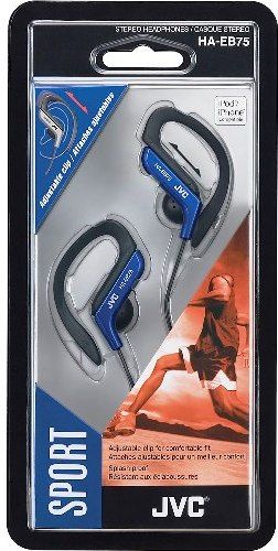 JVC HA-EB75-A Stereo Ear Clip Headphones, Blue, 200mW (IEC) Max. Input Capability, Neodymium Magnet, Frequency Response 16-20000Hz, Nominal Impedance 16 ohms, Sensitivity 105dB/1mW, Adjustable clip structure which has five selectable positions for secure fit, Splash-proof ideal for sports and exercise, UPC 046838042089 (HAEB75A HA EB75A HA-EB75 HAE-B75A HAEB-75A)