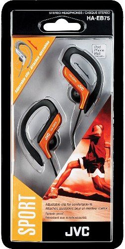 JVC HA-EB75D Stereo Ear Clip Headphones, Orange, 200mW (IEC) Max. Input Capability, Neodymium Magnet, Frequency Response 16-20000Hz, Nominal Impedance 16 ohms, Sensitivity 105dB/1mW, Adjustable clip structure which has five selectable positions for secure fit, Splash-proof ideal for sports and exercise, UPC 046838045691 (HAEB75D HA EB75D HA-EB75 HAE-B75D HAEB-75D)