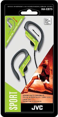 JVC HA-EB75G Stereo Ear Clip Headphones, Green, 200mW (IEC) Max. Input Capability, Neodymium Magnet, Frequency Response 16-20000Hz, Nominal Impedance 16 ohms, Sensitivity 105dB/1mW, Adjustable clip structure which has five selectable positions for secure fit, Splash-proof ideal for sports and exercise, UPC 046838071775 (HAEB75G HA EB75G HA-EB75 HAE-B75G HAEB-75G)