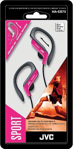 JVC HA-EB75P Stereo Ear Clip Headphones, Pink, 200mW (IEC) Max. Input Capability, Neodymium Magnet, Frequency Response 16-20000Hz, Nominal Impedance 16 ohms, Sensitivity 105dB/1mW, Adjustable clip structure which has five selectable positions for secure fit, Splash-proof ideal for sports and exercise, UPC 046838071782 (HAEB75P HA EB75P HA-EB75 HAE-B75P HAEB-75P)