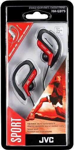 JVC HA-EB75R Stereo Ear Clip Headphones, Red, 200mW (IEC) Max. Input Capability, Neodymium Magnet, Frequency Response 16-20000Hz, Nominal Impedance 16 ohms, Sensitivity 105dB/1mW, Adjustable clip structure which has five selectable positions for secure fit, Splash-proof ideal for sports and exercise, UPC 046838071232 (HAEB75R HA EB75R HA-EB75 HAE-B75R HAEB-75R)