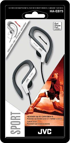 JVC HA-EB75W Stereo Ear Clip Headphones, White, 200mW (IEC) Max. Input Capability, Neodymium Magnet, Frequency Response 16-20000Hz, Nominal Impedance 16 ohms, Sensitivity 105dB/1mW, Adjustable clip structure which has five selectable positions for secure fit, Splash-proof ideal for sports and exercise, UPC 046838071799 (HAEB75W HA EB75W HA-EB75 HAE-B75W HAEB-75W)