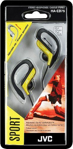 JVC HA-EB75Y Stereo Ear Clip Headphones, Yellow, 200mW (IEC) Max. Input Capability, Neodymium Magnet, Frequency Response 16-20000Hz, Nominal Impedance 16 ohms, Sensitivity 105dB/1mW, Adjustable clip structure which has five selectable positions for secure fit, Splash-proof ideal for sports and exercise, UPC 046838045707 (HAEB75Y HA EB75Y HA-EB75 HAE-B75Y HAEB-75Y)