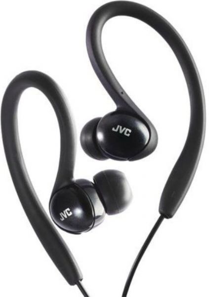 JVC HA-EBX5B Ear Clip Headphones, Black, Splash-proof - ideal for exercise and fitness activities, Secure-fit inner ear headphones with soft rubber ear hook and cushion, Color coordination with iPod nano 5G, Powerful 0.43