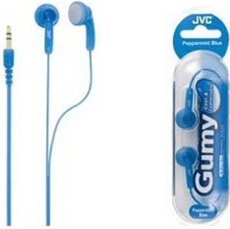 JVC HA-F130A Peppermint Blue Gumy Headphones (Ear-Bud), Comfortable and just fitting soft rubber body, Unit matching color cord, Frequency response 16-20,000Hz, Sensitivity 108 dB/mW, 3.28ft cord with gold plated plug, Maximum input capacity 300mW (IEC) (HAF130A HA F130A HAF-130A HA-F130 HAF130)