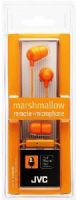 JVC HA-FR37-D Marshmallow In-Ear Headphones with Microphone & Remote, Orange, 200mW (IEC) Max. Input Capability, Frequency Response 8-20000Hz, Nominal Impedance 16 ohms, Sensitivity 98dB/1mW, Colorful headphones with hands-free operation (1-button remote control & mic), Powerful 11mm neodymium driver unit, UPC 046838068850 (HAFR37D HAFR37-D HA-FR37D HA-FR37) 