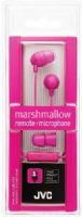 JVC HA-FR37-P Marshmallow In-Ear Headphones with Microphone & Remote, Pink, 200mW (IEC) Max. Input Capability, Frequency Response 8-20000Hz, Nominal Impedance 16 ohms, Sensitivity 98dB/1mW, Colorful headphones with hands-free operation (1-button remote control & mic), Powerful 11mm neodymium driver unit, UPC 046838068874 (HAFR37P HAFR37-P HA-FR37P HA-FR37) 