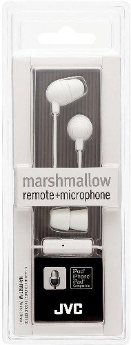 JVC HA-FR37-W Marshmallow In-Ear Headphones with Microphone & Remote, White, 200mW (IEC) Max. Input Capability, Frequency Response 8-20000Hz, Nominal Impedance 16 ohms, Sensitivity 98dB/1mW, Colorful headphones with hands-free operation (1-button remote control & mic), Powerful 11mm neodymium driver unit, UPC 046838068904 (HAFR37W HAFR37-W HA-FR37W HA-FR37)