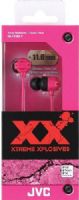 JVC HA-FX102-P XX Xtreme Xplosives Bass IE Stereo Headphones, Pink, 200mW/IEC Max. Input Capability, Frequency Response 5-23000Hz, Nominal Impedance 16ohms, Sensitivity 100dB/1mW, "Extreme Bass Ports" and 11mm Neodymium driver units deliver ultimate bass sound, Robust body with anti-impact "Tough Protectors", UPC 046838071669 (HAFX102P HAFX102-P HA-FX102P HA-FX102) 