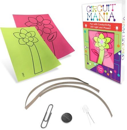 HamiltonBuhl CM-FL Circuit Mania STEAM Education Flower; STEM/STEAM Project for Beginners; Learn About Circuits and Conductivity; Color-changing LED Light; Step-by-step Instructions; Fun and Engaging Learning Activity for Children 6+; Includes: 2 Colored 5.5