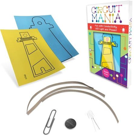 HamiltonBuhl CM-LH Circuit Mania STEAM Education Lighthouse; STEM/STEAM Project for Beginners; Learn About Circuits and Conductivity; Color-changing LED Light; Step-by-step Instructions; Fun and Engaging Learning Activity for Children 6+; Includes: 2 Colored 5.5
