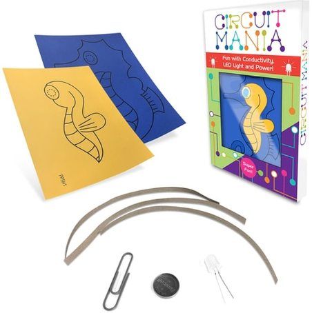 HamiltonBuhl CM-SH Circuit Mania STEAM Education Seahorse; STEM/STEAM Project for Beginners; Learn About Circuits and Conductivity; Color-changing LED Light; Step-by-step Instructions; Fun and Engaging Learning Activity for Children 6+; Includes: 2 Colored 5.5