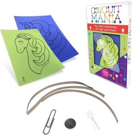 HamiltonBuhl CM-UC Circuit Mania STEAM Education Unicorn; STEM/STEAM Project for Beginners; Learn About Circuits and Conductivity; Color-changing LED Light; Step-by-step Instructions; Fun and Engaging Learning Activity for Children 6+; Includes: 2 Colored 5.5